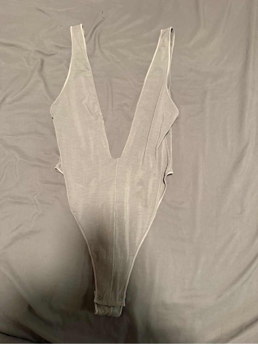 Skims Deep V-Neck Sleeveless Bodysuit - Gray